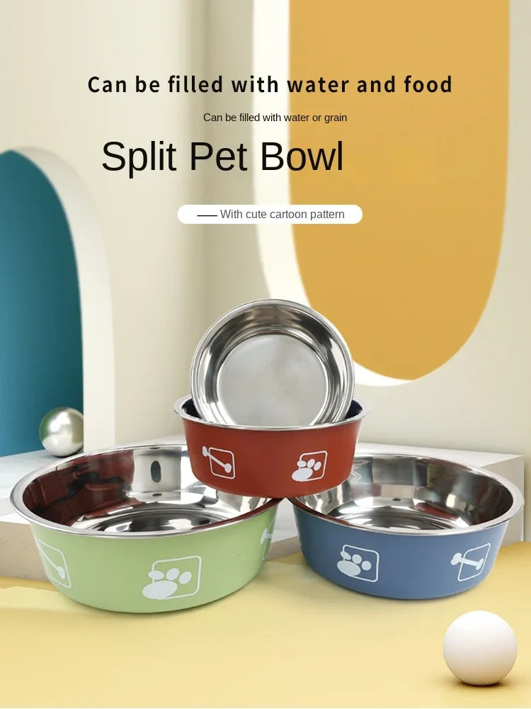 Stainless Steel Pet Bowl Double Layer Thickened Durable Anti-slip Dog Bowl Anti-knock Over Dog Food Bowl Pet Feeder Water Basin
