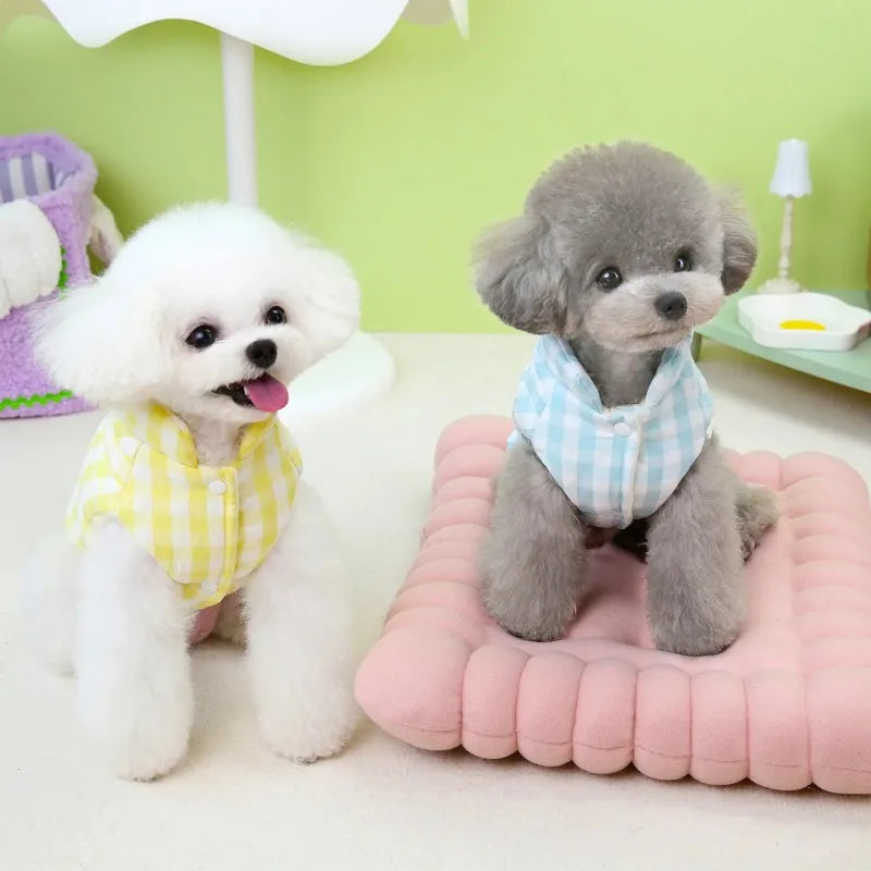 Warm Winter Pet Dog Clothes Plaid Parkas Dog Outdoor Coat Traction Pet Coat Vest Teddy Bear Small Dog Jackets Puppy Clothing