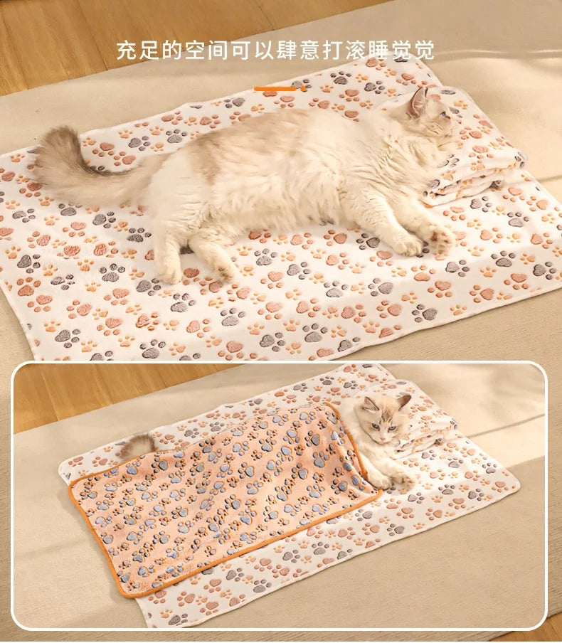 Plush & Warm Pet Bed Mat, Super Soft Dog Cat Sleeping Pad for Indoor Use, Cozy Thick Fleece Blanket for Cold Weather