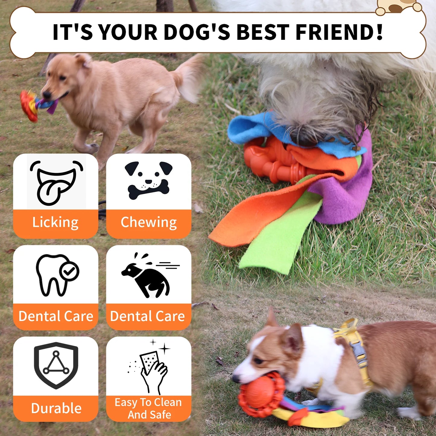 Dog Interactive Toy Colorful Tug Chew Ball with Treat Hiding Ropes, Beef Flavor, Fun Sound Play, Pet Training Stress Relief