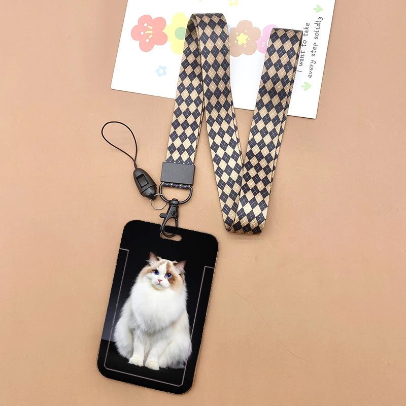 Cat and dog pattern Bank Credit ID Card Student Bus Card Holders Storage Protective Shell Pendant