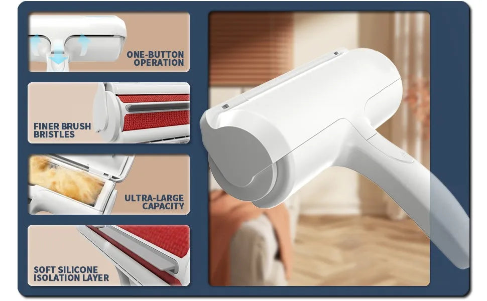 the PET HAIR REMOVER - Pet Hair Remover Roller - Dog & Cat Fur Remover with Self-Cleaning Base - Efficient Animal Hair Removal Tool - Perfect for Furniture
