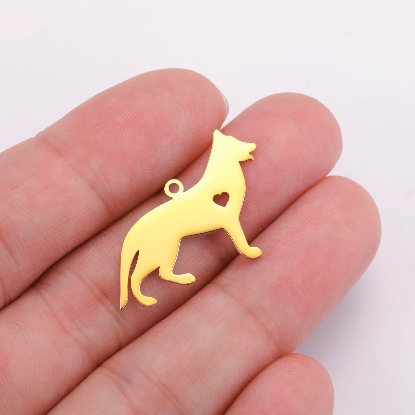5 pieces/batch Cute Sausage Dog Wolf Pendant Stainless Steel DIY Earrings Bracelet Jewelry Fashion Jewelry Making