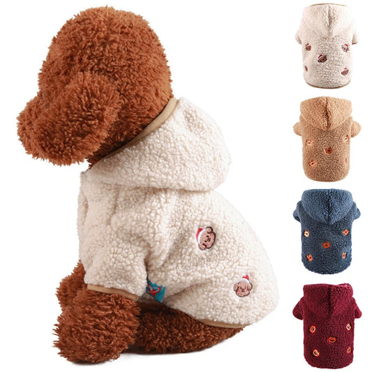 Winter Warm Pet Lamb Velvet Hoodie Clothes Comfortable Dog Coat Suitable Small Dogs Pet Outfits Chihuahua Clothing