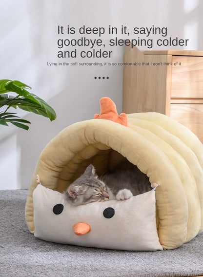 2 In1 Dinosaur Pet Dog House Foldable Cat for Small Dogs Bed Winter Warm Puppy Pads Sofa Removable Sleeping Kennel Nest Products