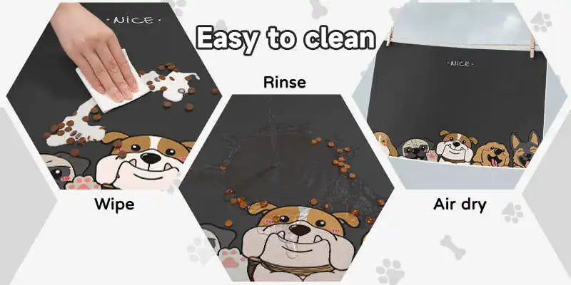 VIKAMA Cute Dog Anti-Dirt Pet Mat-Waterproof, Oil-Resistant, Food-Safe, Quick-Drying, Scratch-Resistant, Easy To Clean