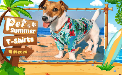 Hawaii Dog Shirt Colorful Flower Printed T-Shirt Breathable Cool Shirt Summer Beach Style Dog Clothes Medium and Large Dog Boys