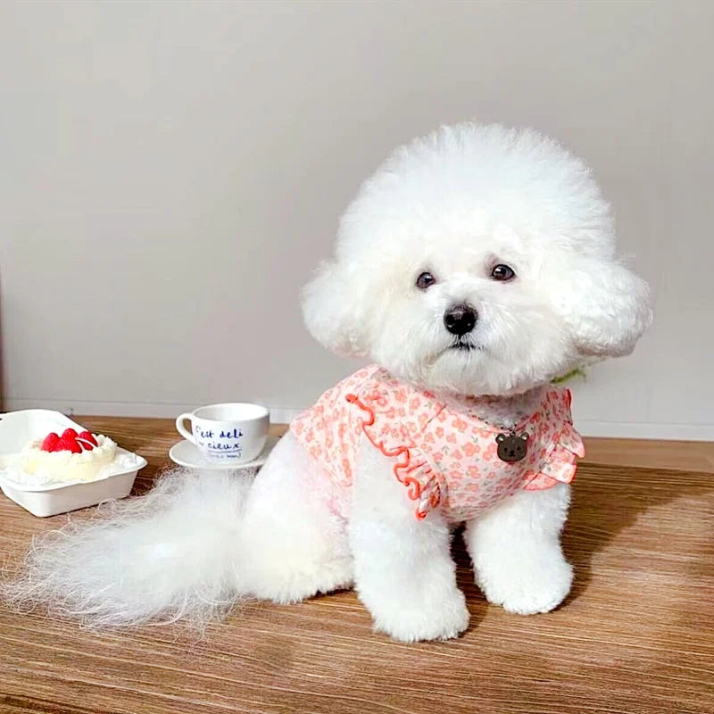 Luxury Dog Clothes Floral Print Dog Vest T-shirt for Chihuahua Bulldog Clothing Spring Lovely Puppy Cat Vest Summer Pet Costume