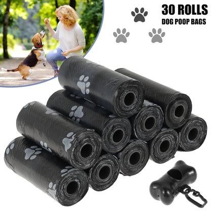 the DOG POOP BAGS - 30Roll Dog Poop Bags, Disposable Pet Waste Bags, Dog Waste Bags, Designer Pet Poop Clean Pick-Up Bone Bag Dispenser Tools