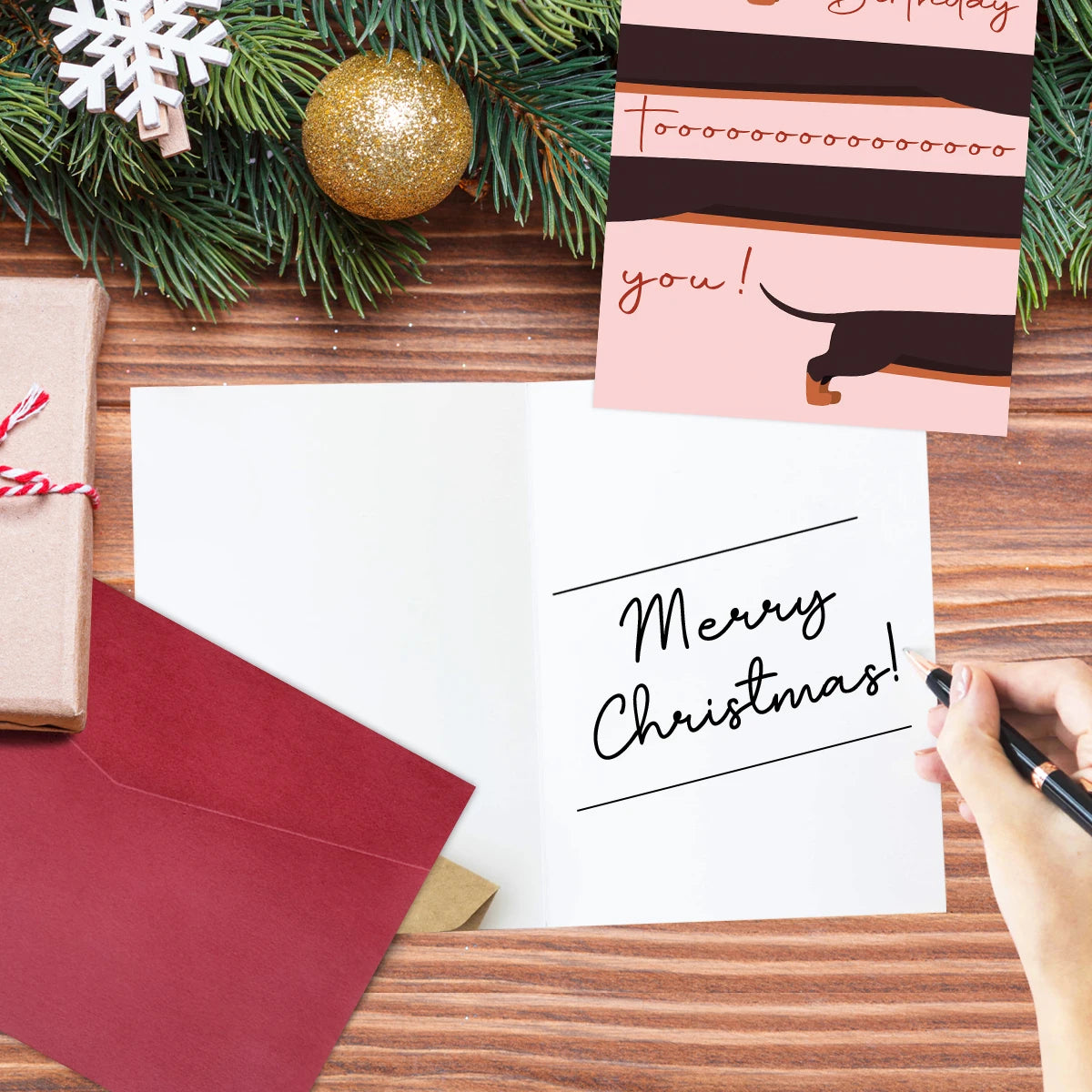 1pc Whimsical Dachshund Dog Happy Birthday Greeting Card With Envelope,For Dog Lovers,Friend,Blank Inside,Party Decor,Gift Card