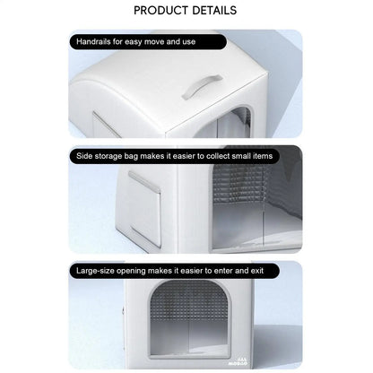 the COOLING CAVE - Doghouse with Cooling, Foldable Pet Cooling Shelter for Dogs/Cats with 8 Ice Bags, Doghouse for Farm, Backyard, Living Room, Front Door