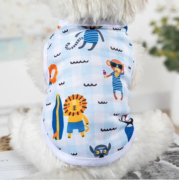 Quick-drying Yorkie Dog Vest Dog Tank Top Summer/Spring Cartoon Hoodie Chihuahua Dog Clothes French Bulldog Puppy Dogs/Cat Shirt