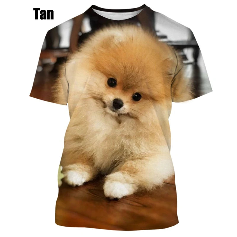 the PUFFY POMERANIAN - New Summer Hot Sale Funny Dog Pomeranian 3D Printing High Quality Men's and Women's T-Shirt Tops, Cute Tee Clothing