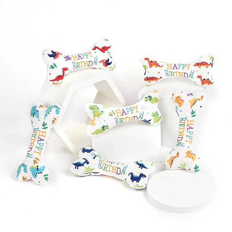 the BIRTHDAY BONE - Dog Toys, Bone Bite Resistant Interactive Toys, Relieve Emotions Squeaking Sound Plush Chew, Vocalize Toys - Birthday Gift