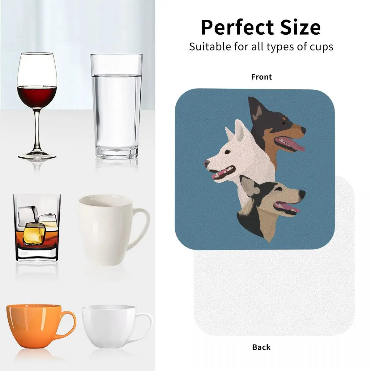 Family Of Dogs Coasters Kitchen Placemats Non-slip Insulation Cup Coffee Mats For Decor Home Tableware Pads Set of 4