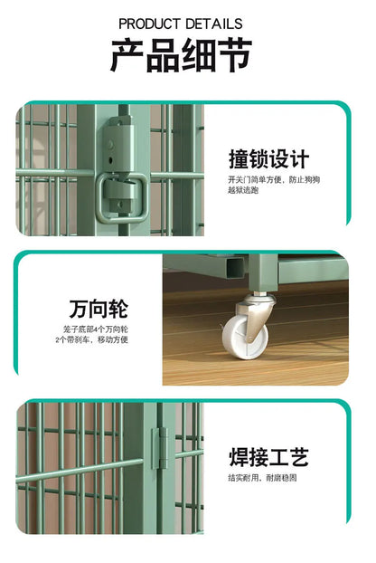 Heavy Duty Dog Cage Large Medium Pet Cage with Toilet Full Square Tube Indoor Dog House