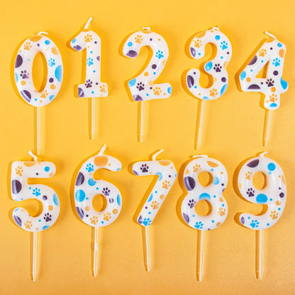 Cute Puppy Paw Print Number Birthday Candles, Suitable For Cake Decorations, Birthday Celebrations, Anniversary Commemorations