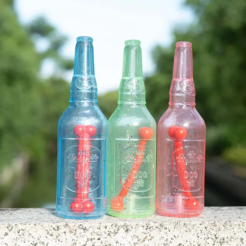 Pet Chew Toy Summer Floating Rubber Bottle For Puppy Interactive Teeth Cleaning Dog Squeaky Toy With Bone Dogs Toys