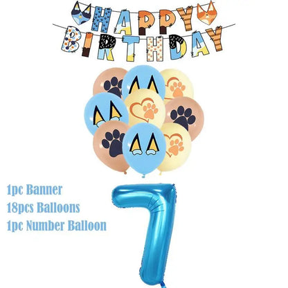 New Cartoon Dogs Birthday Party Decoration Full Set Kit Blue Dog Happy Birthday Plates Napkins Cups Tableware Supplies Kid Favor