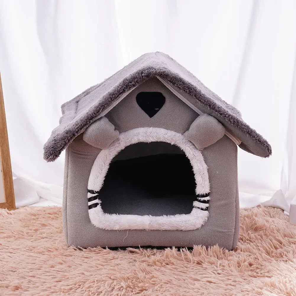 Cat Dog House Nest Winter Warm Pet Bed Small For Dogs Cats All Season Removable Washable Pet Nest Waterproof Bottom Cozy Shelter