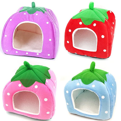 the DOGGY BERRY - Dog/Cat Soft Foldable Portable Strawberry House, Winter Autumn Dog/Puppy/Kitten Warm Bed Tent, Pet Supplies, Cute Cat/Dog Cave Nest