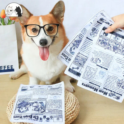 the NEWS DOG - Bite-Resistant Newspaper Dog Toys, Funny Squeaky Sounder, Sounding Paper Small/Medium Chew Dog Toys, French Bull, Easy Clean, Puppy