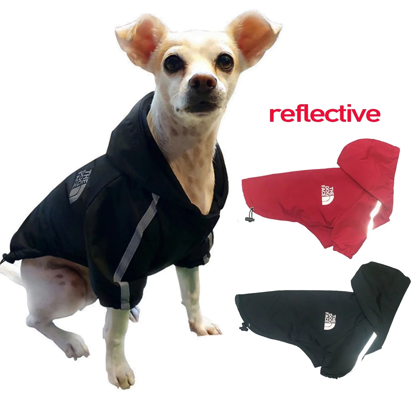 the REFLECTIVE ROVER JACKET - Reflective Pet Clothes, Autumn/Winter Pet Dog Waterproof Warm Coat, Cotton Hooded Jacket, The Dog Face Small Dog Clothes