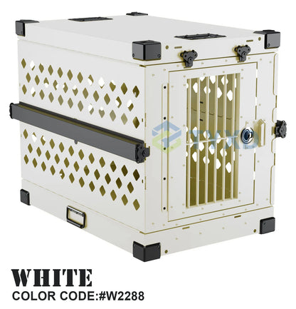 the ALUMINUM DOG CRATE - Impact Strong German Shepherd XL/Large Aluminum Collapsible Dog Travel Crate, Extra Large Folding Animal Cage