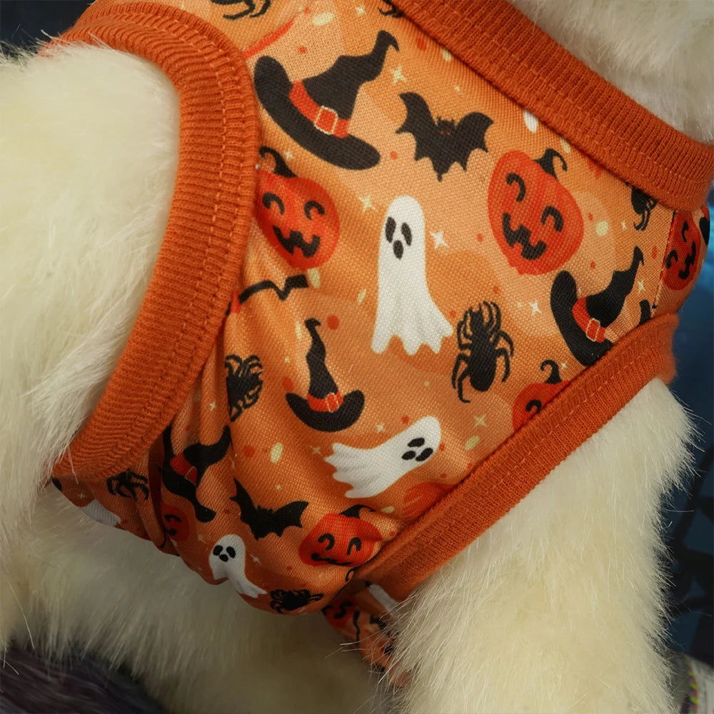 Pet Pumpkin Bat Print Dress Dog Costume Apparel Halloween Dog Clothes Festival Cosplay Puppy Clothes Funny Pumpkin Spider Hats