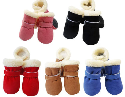 the SNOW DOG SLIPPERS - 4PCS Winter Waterproof Warm Non-Slip Snow Boots for Small Breeds Dogs, Puppy Outdoor Walking Dog Socks, Bootie Pet Paw Care