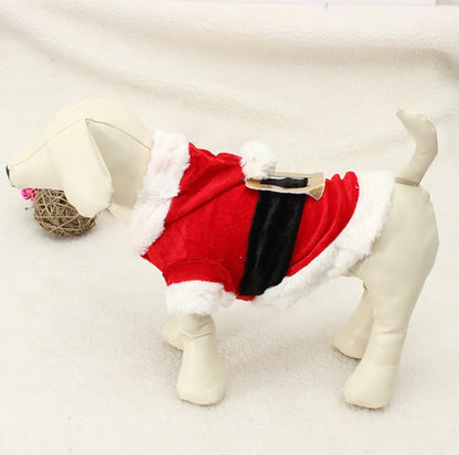 the SANTAPUP WINTER COAT - Santa Christmas Costume Clothes for Pet, Small Dogs Winter Dog Hooded Coat/Jackets, Puppy/Cat Clothing, Chihuahua/Yorkie Gift