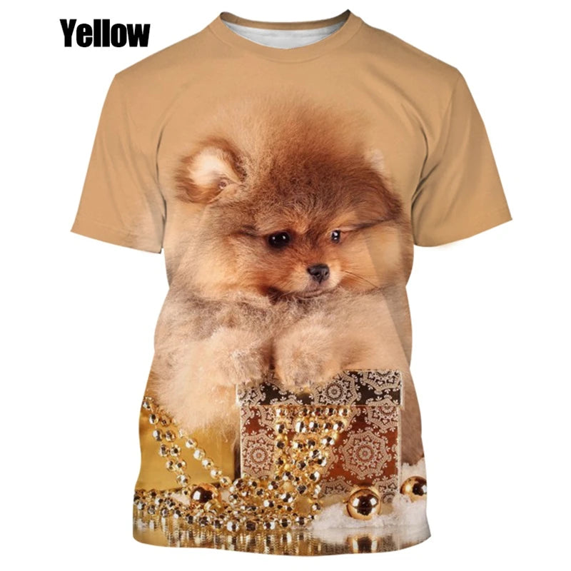 the PUFFY POMERANIAN - New Summer Hot Sale Funny Dog Pomeranian 3D Printing High Quality Men's and Women's T-Shirt Tops, Cute Tee Clothing