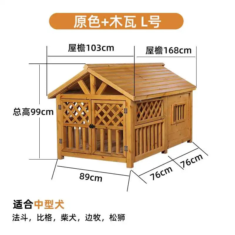 Outdoor rain-proof kennel, large dog house, windproof and warm, universal in all seasons, rain-proof, anti-corrosion and sun-pro