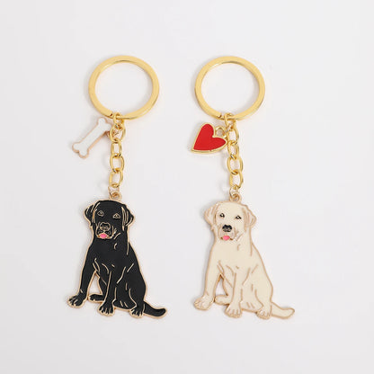 1PCS NEW Metal Golden Retriever Dog Animal Gold Silver Plated Metal Pendant Keychain For Bag Car Women Men Key Ring Love Jewelry