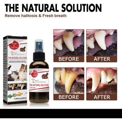 the NATURAL SOLUTION - Pet Tooth Cleaning Spray, Dogs Remove Bad Breath Freshener, Dogs/Cats Oral Cleaning Dental Care Deodorization Spray, Pet Supplies 30ml