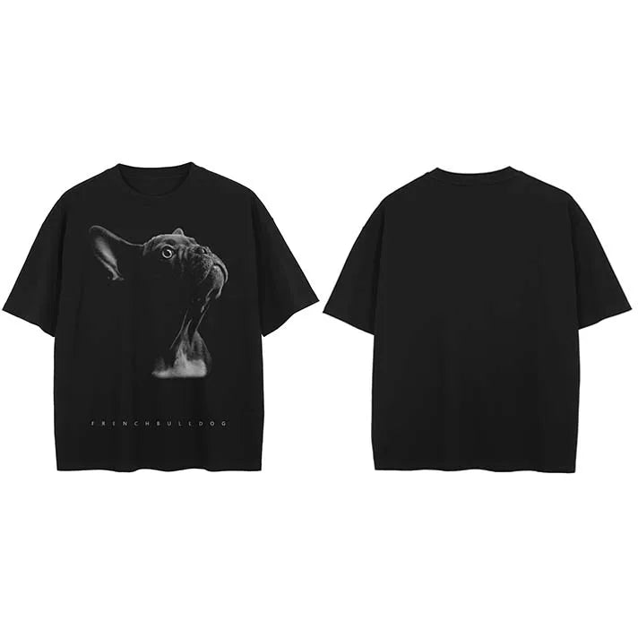 the FRENCH BULLDOG - Streetwear Animal Graphic French Bulldog T-Shirt, Cotton Hipster Men T-Shirt, Unisex Tops, Tees Black Hip Hop