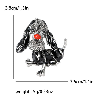 Enamel Puppy Brooches for Women Unisex Rhinestone Animal Pin Dog Lapel Pins Office Party Friend Luxury Gifts Jewelry Accessories