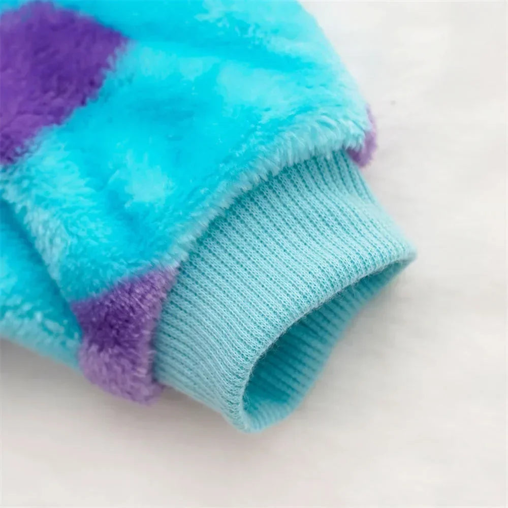 the BLUE MONSTER - Dog Clothes Warm Fleece Pet Hoodies, Dog Clothes for Small Dogs, Winter Pet Clothing Puppy/Cat Dinosaur Costume, Chihuahua Jacket