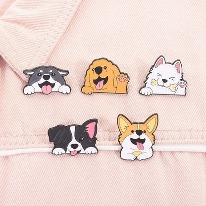 Cartoon Puppy Enamel Pin Tongue Spitting Dogs Brooch Clothes Hat Badge Jewelry Decorate Cute Animal Pet Lover Gift Wholesale