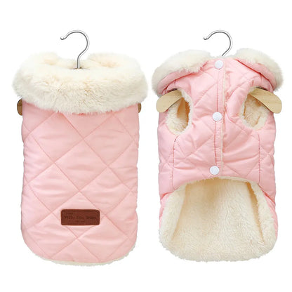 Winter Pet Jacket Clothes Super Warm Small Dogs Clothing With Fur Collar Cotton Pet Outfits French Bulldog Coat Vest Chihuahua