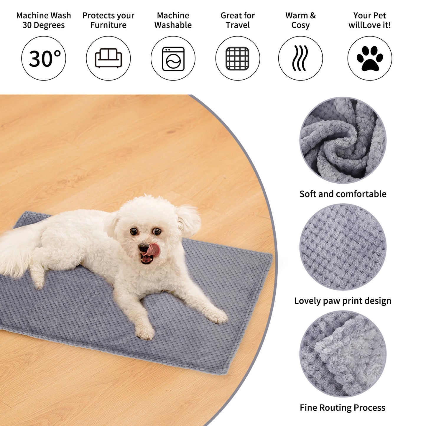 Soft Pet Blanket Plush Dog Sleeping Blanket Solid Color Washable Sofa Pad Portable Warm Cat Bed Blanket Home Carpet Pet Supplies