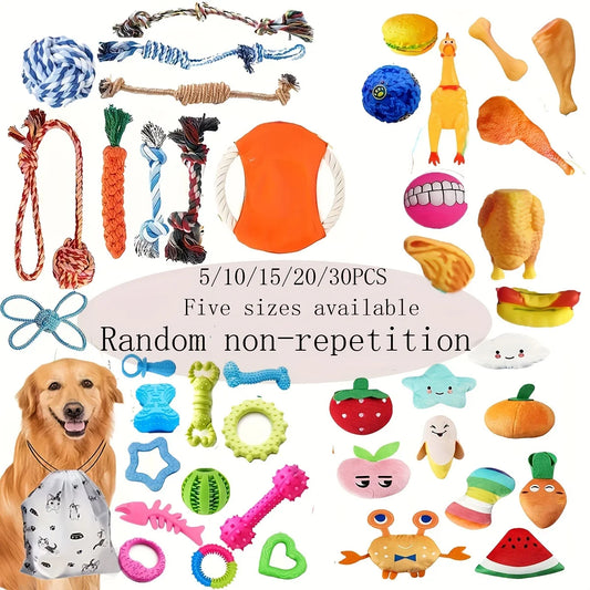 ChatterChew Bundle™ Cotton Rope & Squeaky Dog Toy Set | Dog Paw Clothing™