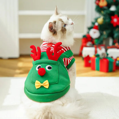 the JINGLEPAW CHRISTMAS VEST - Merry Christmas Pet Clothes, Dog Coat, Cat Clothing, Xmas Puppy Cosplay Santa Tree Costume, Happy Festival Coat