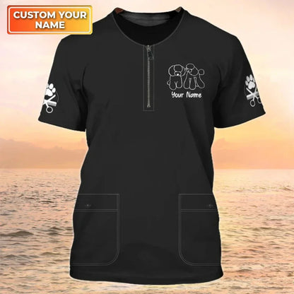 the GROOMER - Dog Grooming Graphic Printed Casual T-Shirts, Pet Groomer Customized Oversized Workwear, EU Size Unisex Pullover