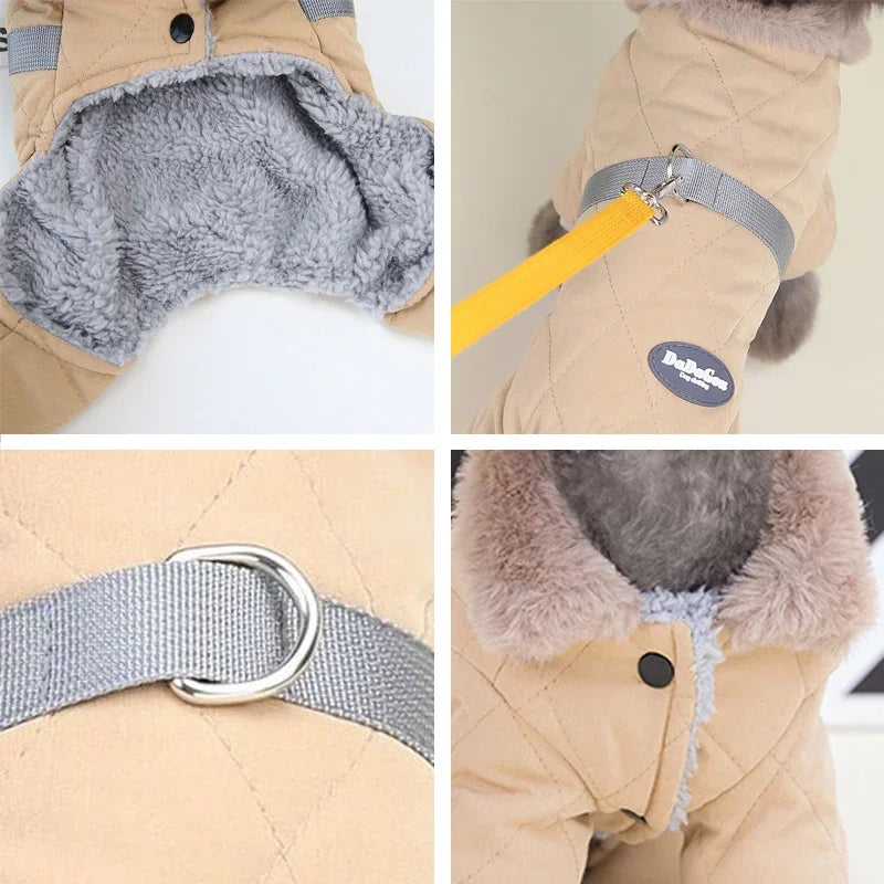 Thick Dog Jumpsuit for Small Medium Dogs Winter Warm Fleece Pet Coat Jacket with D-ring Chihuahua Yorkie Costume Pet Overalls