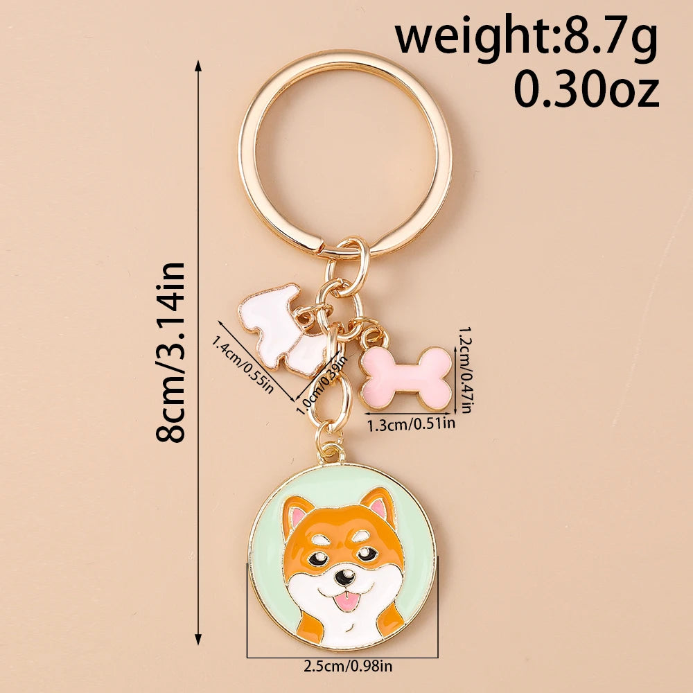 Cute Enamel Puppy Dog Keychain Cartoon Animal Key Ring Pendants for Women Girls Handbag Accessories DIY Jewelry Gifts