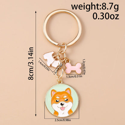 Cute Enamel Puppy Dog Keychain Cartoon Animal Key Ring Pendants for Women Girls Handbag Accessories DIY Jewelry Gifts