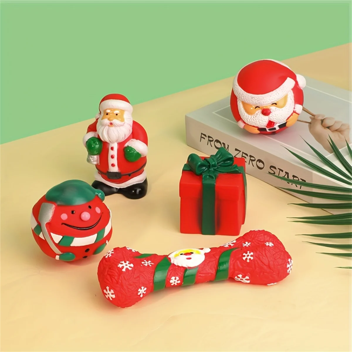 the HOLIDAY HOWL PACK - 5PCS Christmas Themed Dog and Cat Toys, Sound Making Chew Toys for Pet, Teeth Grinding Holiday Themed Pet Accessories