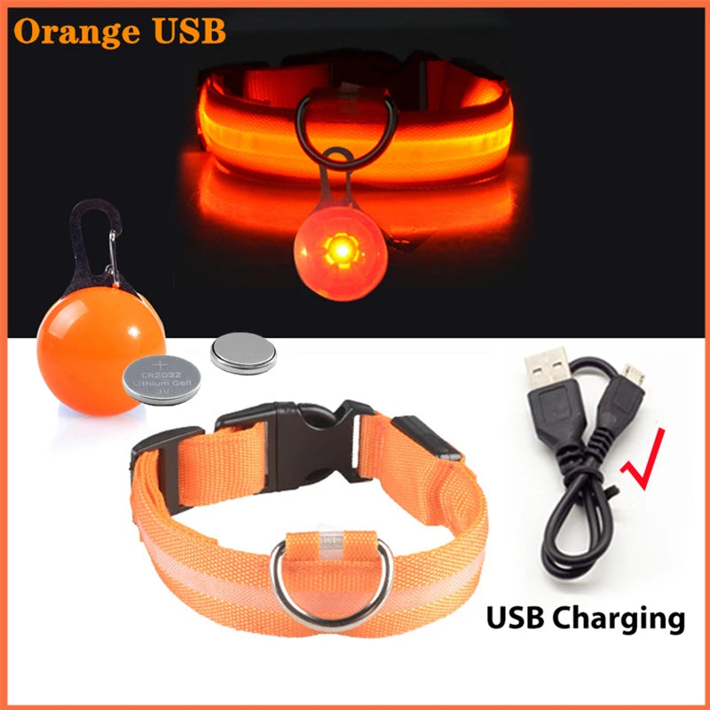 the LUXEGLOW LED SAFTERY COLLAR - USB Charging Glowing Dog Collar with Pendant, Detachable Luxury LED Light, Bright for Small Dogs/Cats, Night Safety Collar