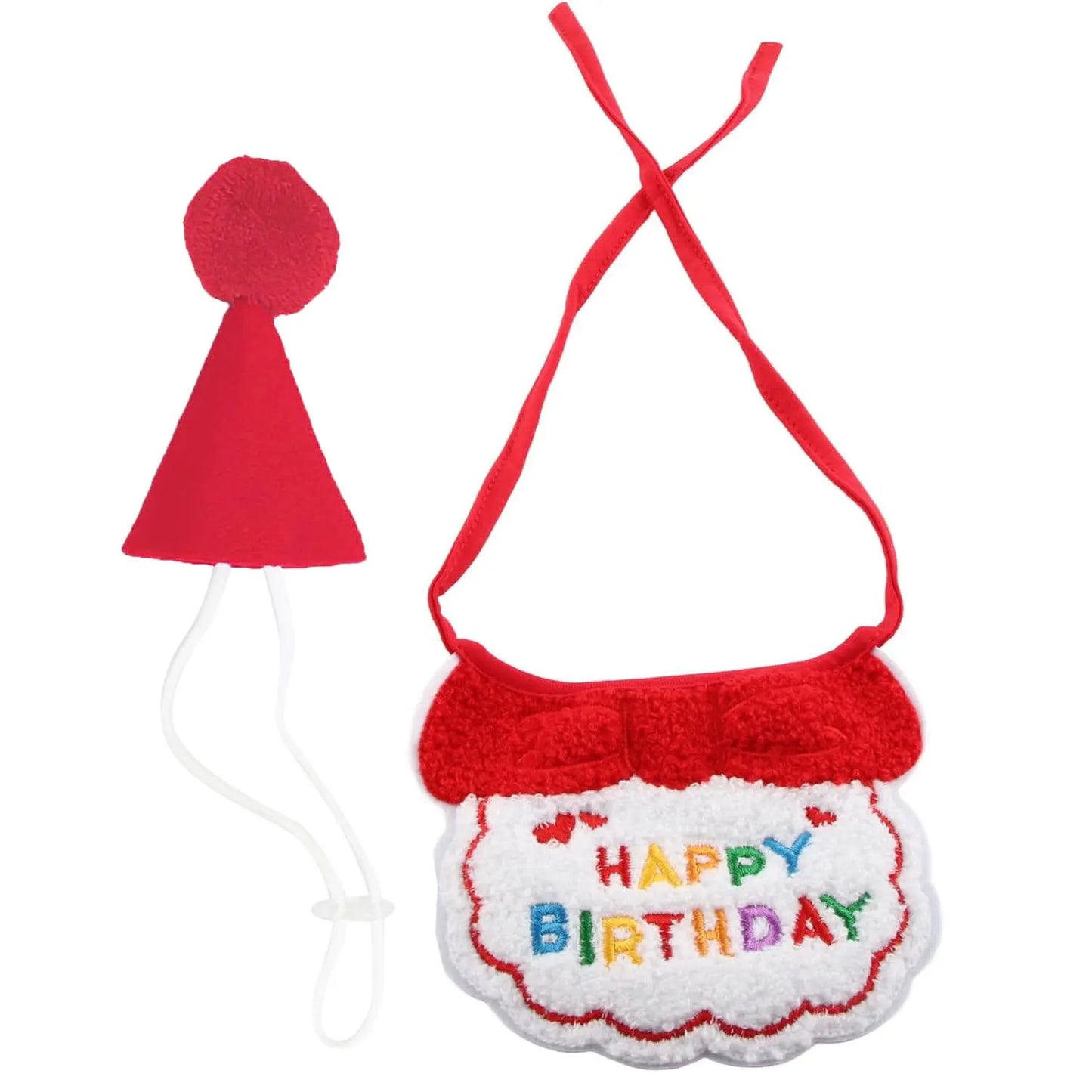 2Pcs Cat Dog Birthday Bandana Scarf  And Party Hat Pet Birthday Bib and Hat Cat Birthday Outfit Pet Birthday Decorations Set